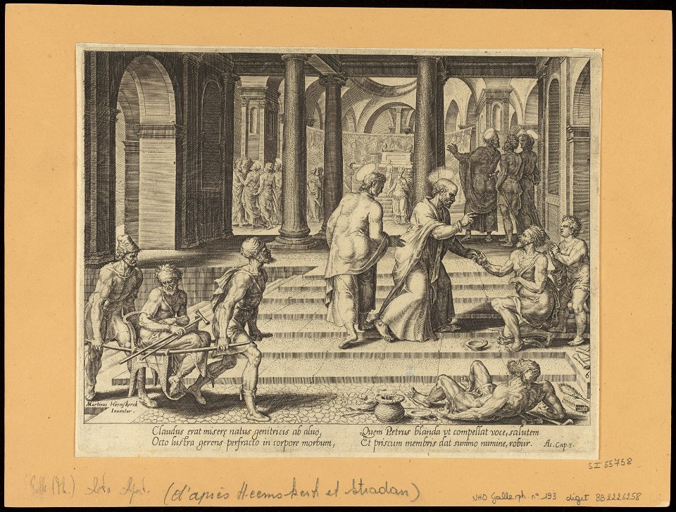 St Peter Healing The Lame at The Beautiful Gate 1575 print by Maarten ...