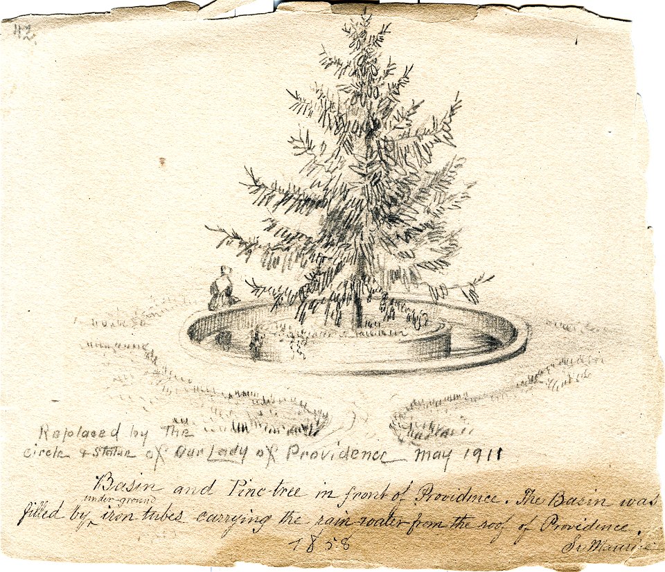 St Mary Sketchbook 42 - Basin and Pine Tree