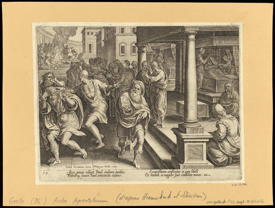St Paul and The Exorcists at Ephese 1582 print by Stradanus, S.I 55780, Prints Department, Royal Library of Belgium