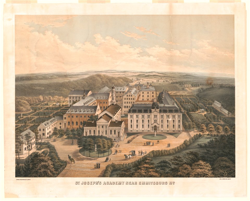 St. Joseph's Academy near Emmitsburg, Md. - from a painting by L. Enke ; Lith. A. Hoen & Co., Balto. LCCN2006680398
