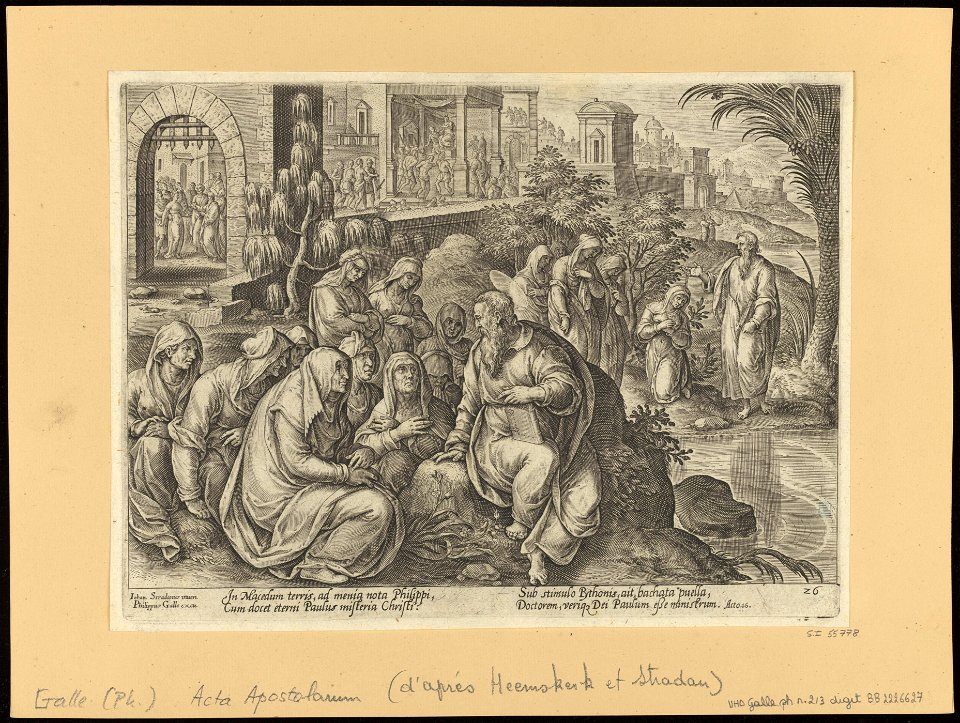 St Paul Speaking to The Women of Philippi 1582 print by Stradanus, S.I ...