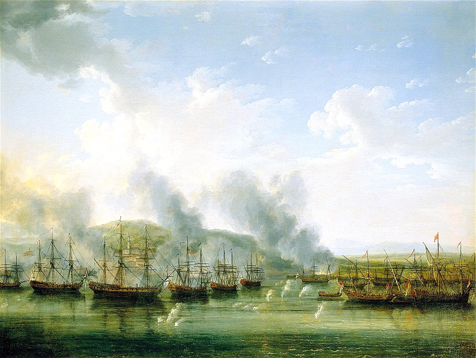 Srazhenie russkogo flota s tureckim u kreposti damietta 21go oktyabrya 1772go goda resized