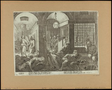 St Peter Freed from Prison by The Angel 1582 print by Stradanus, S.I 55809, Prints Department, Royal Library of Belgium