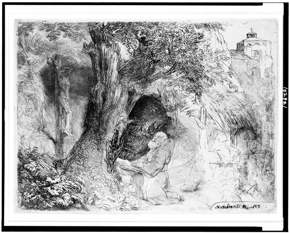 St. Francis beneath a tree, praying) - Rembrandt LCCN92500821