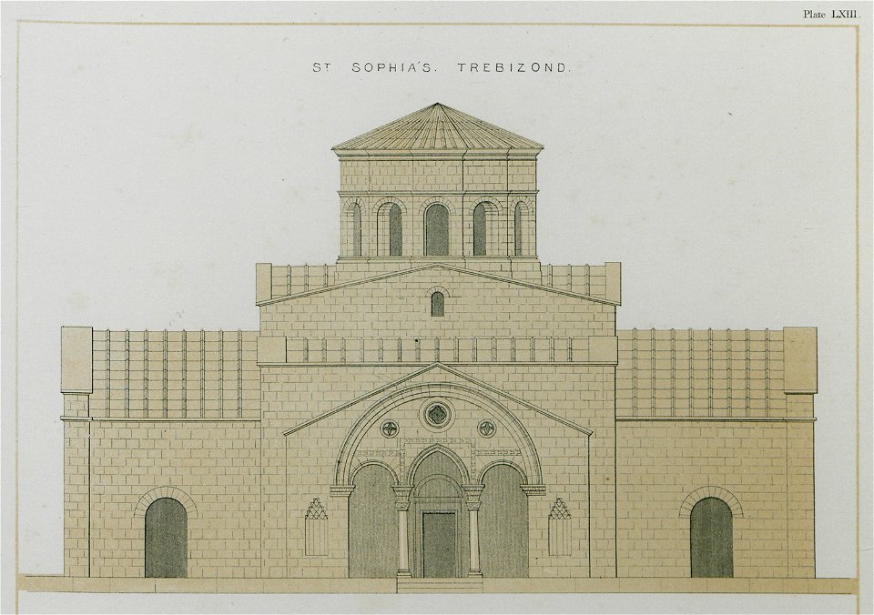 St Sophia's, Trebizond West elevation - Texier Charles - 1864
