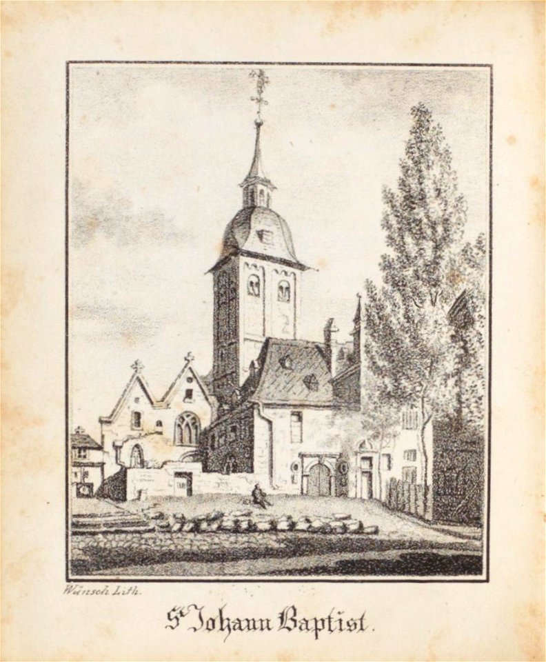 St. Johann Baptist, Johann Peter Weyer (Zeichnung) und Anton Wünsch (Lithografie), 1827 (book page, uncropped)