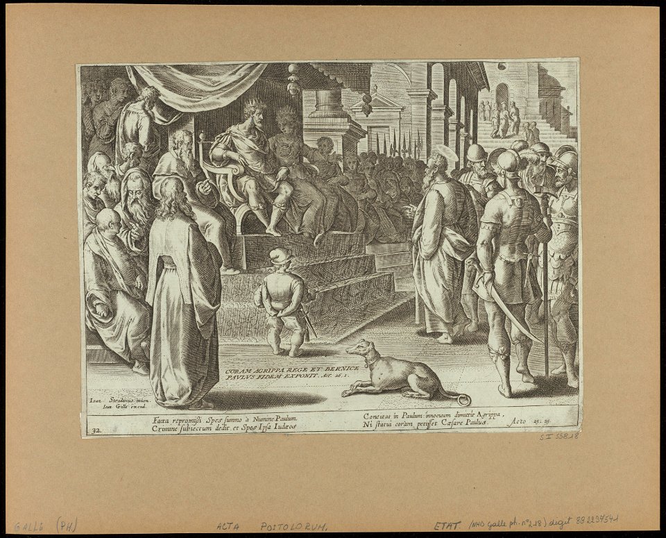 St Paul Before Festus and Agrippa 1582 print by Stradanus, S.I 55818, Prints Department, Royal Library of Belgium