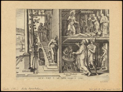 St Peter Raising Tabitha at Joppa 1575 print by Maarten van Heemskerck, S.I 55836, Prints Department, Royal Library of Belgium
