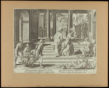 St Peter Healing The Lame at The Beautiful Gate 1575 print by Maarten van Heemskerck, S.I 55793, Prints Department, Royal Library of Belgium