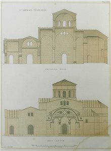 St Sophia's, Trebizond Longitudinal section South elevation - Texier Charles - 1864