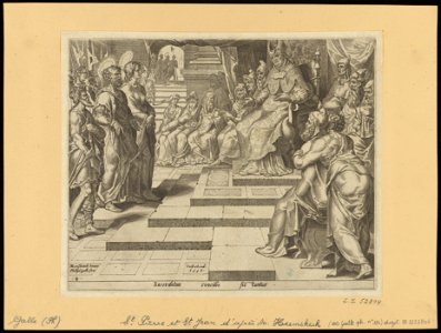 St Peter and St John Before the High Priest and The Council 1558 print by Maarten van Heemskerck, S.I 52814, Prints Department, Royal Library of Belgium