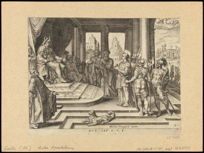St Stephen Before The High Priest and The Council 1575 print by Maarten van Heemskerck, S.I 55829, Prints Department, Royal Library of Belgium