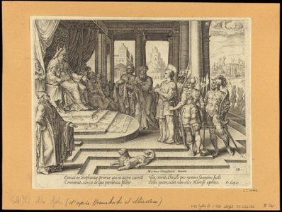 St Stephen Before The High Priest and The Council 1575 print by Maarten van Heemskerck, S.I 55762, Prints Department, Royal Library of Belgium