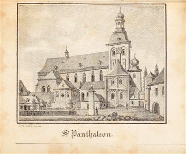 St. Panthaleon, Johann Peter Weyer (Zeichnung) und Anton Wünsch (Lithografie), 1827 (book page, uncropped)
