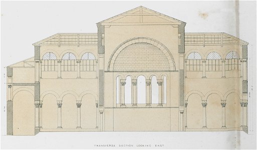 St Demetrius, Thessalonica Transverse section looking east - Texier Charles - 1864