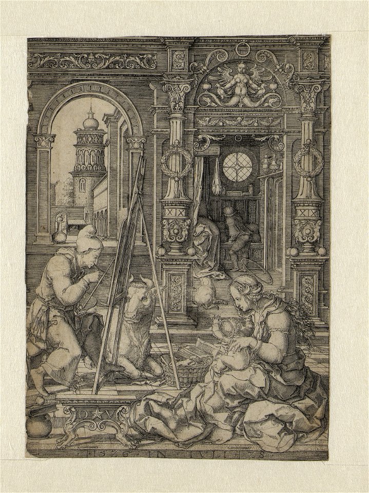 St. Luke Painting the Virgin print by Dirck Vellert, S.II 3346, Prints Department, Royal Library of Belgium