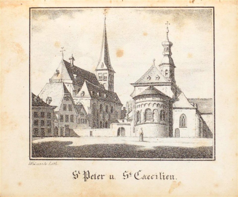 St. Peter u. St. Caecilien, Johann Peter Weyer (Zeichnung) und Anton Wünsch (Lithografie), 1827 (book page, uncropped)