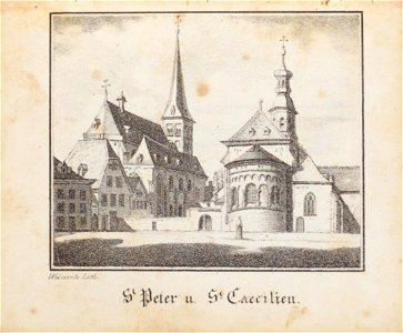 St. Peter u. St. Caecilien, Johann Peter Weyer (Zeichnung) und Anton Wünsch (Lithografie), 1827 (book page, uncropped)