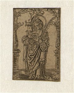 St. Barbara with a Palm and a Book ca.1519 print by Master S., S.II 132732, Prints Department, Royal Library of Belgium
