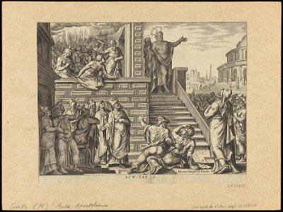 St Peter Preaching In Jerusalem 1575 print by Maarten van Heemskerck, S.I 55823, Prints Department, Royal Library of Belgium