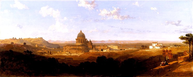 St. Peter's, looking back on Rome) by David Roberts, RA. Free illustration for personal and commercial use.