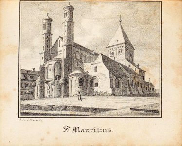 St. Mauritius, Johann Peter Weyer (Zeichnung) und Anton Wünsch (Lithografie), 1827 (book page, uncropped)