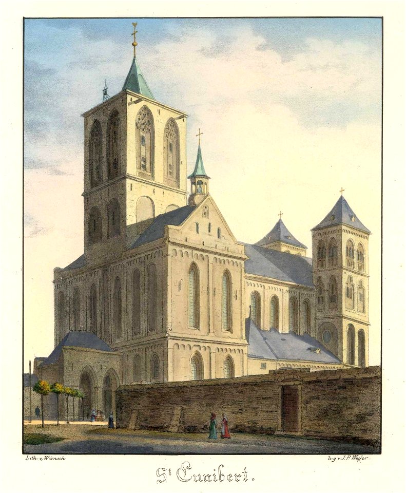 St. Cunibert, Johann Peter Weyer (Zeichnung) und Anton Wünsch (Lithografie), 1827 (uncropped)