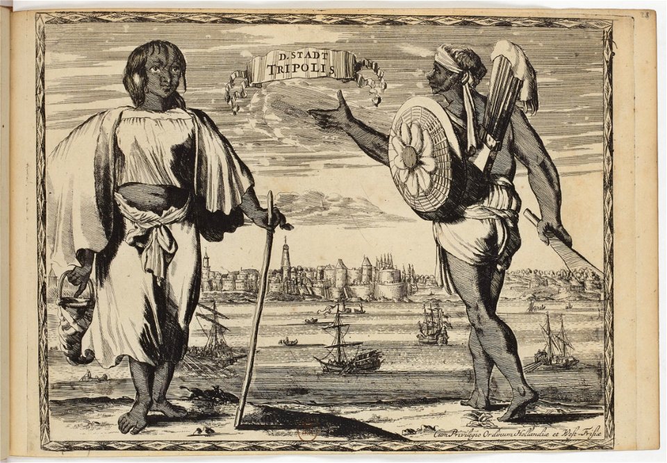 Stadt Tripolis -Tripoli- - Costumes des quatre parties du monde, gravés dans la manière de Luycken (1670)