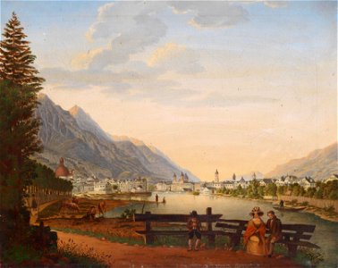 Stadt am Fluss c1870