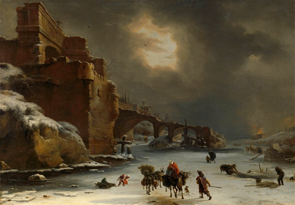 Stadswal in de winter Rijksmuseum SK-A-2112
