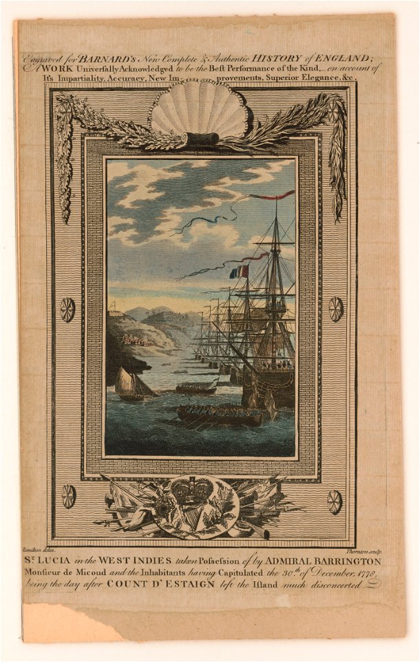 St. Lucia in the West Indies taken possession of by Admiral Barrington, Monsieur de Micoud and the inhabitants having capitulated the 30th of December, 1778, being the day after Count LCCN2017651541
