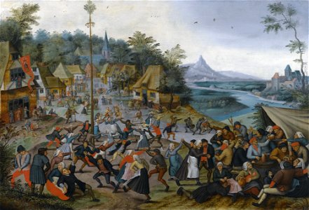 St. George's Kermis with the Dance around the Maypole by Pieter Brueghel the Younger. Free illustration for personal and commercial use.