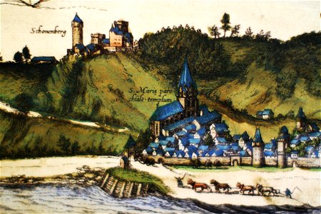 Stadtmuseum Oberwesel, Kupferstich Braun & Hogenberg um 1581 (Detail)