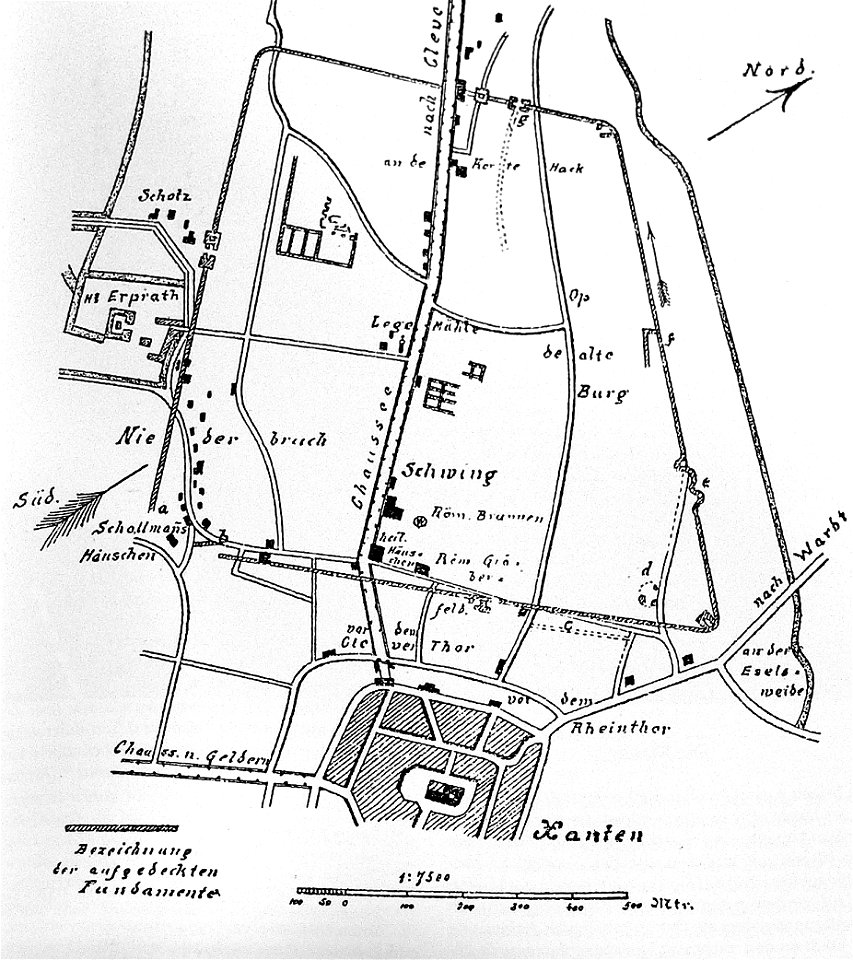 Stadtmauer der Colonia Ulpia Traiana Plan 1889
