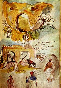Stadtmauer von Meknes (aus dem marokkanischen Skizzenbuch, Eugène Delacroix)