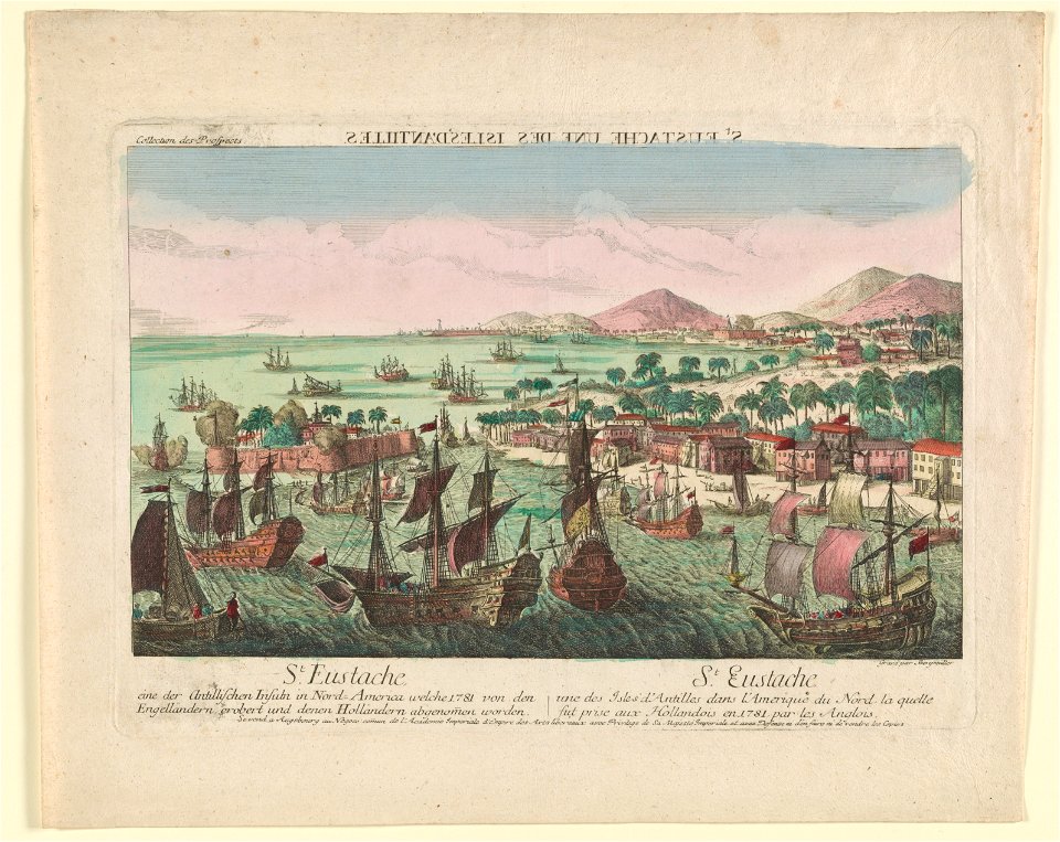 St. Eustache une des Isles d'Antilles dans l'Amerique du Nord la quelle fut prise aux Hollandois en 1781 par les Anglois St. Eustache eine der Antillischen insuln in Nord-America welche 1781 LCCN2004670216