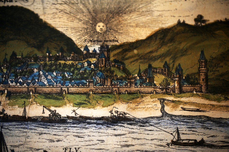 Stadtmuseum Oberwesel, Kupferstich Braun & Hogenberg (1581), Stadtpanorama (Nordseite)