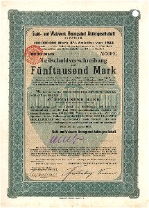 Stahl- und Walzwerk Hennigsdorf AG 5000 Mk 1922