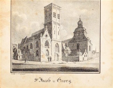 St. Jacob u. Georg, Johann Peter Weyer (Zeichnung) und Anton Wünsch (Lithografie), 1827 (book page, uncropped)