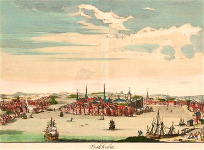 Stadsbild-Stockholm ström 1600-tal - Sjöhistoriska museet - S 1922