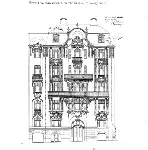 Stallmästaren 16, fasadritn 1904