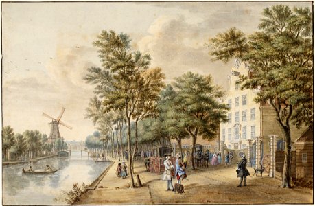 Stadsarchief Amsterdam Overtoom met links de Overtoomsevaart met in het verschiet de Luie Brug aan het begin van de Overtoom 010001000385