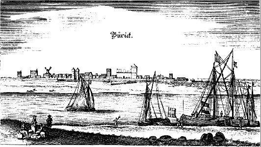 Stadtansicht Büderich von Osten 1646