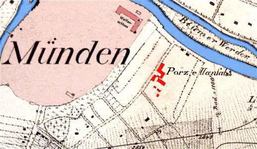 Stadtplan Münden 1850 mit Porzellanmanufaktur