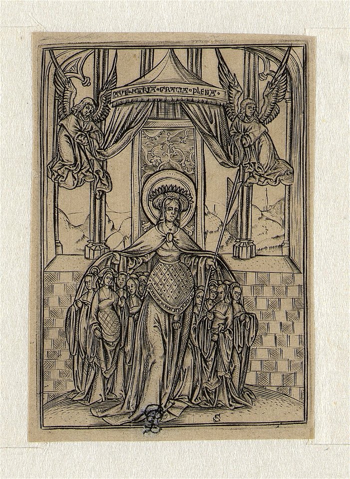St. Ursula Ave Maria Gratia Plena ca.1519 print by Master S., F 26889, Prints Department, Royal Library of Belgium
