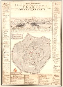 Stadtplan und Ansicht von Aachen Couven 1724