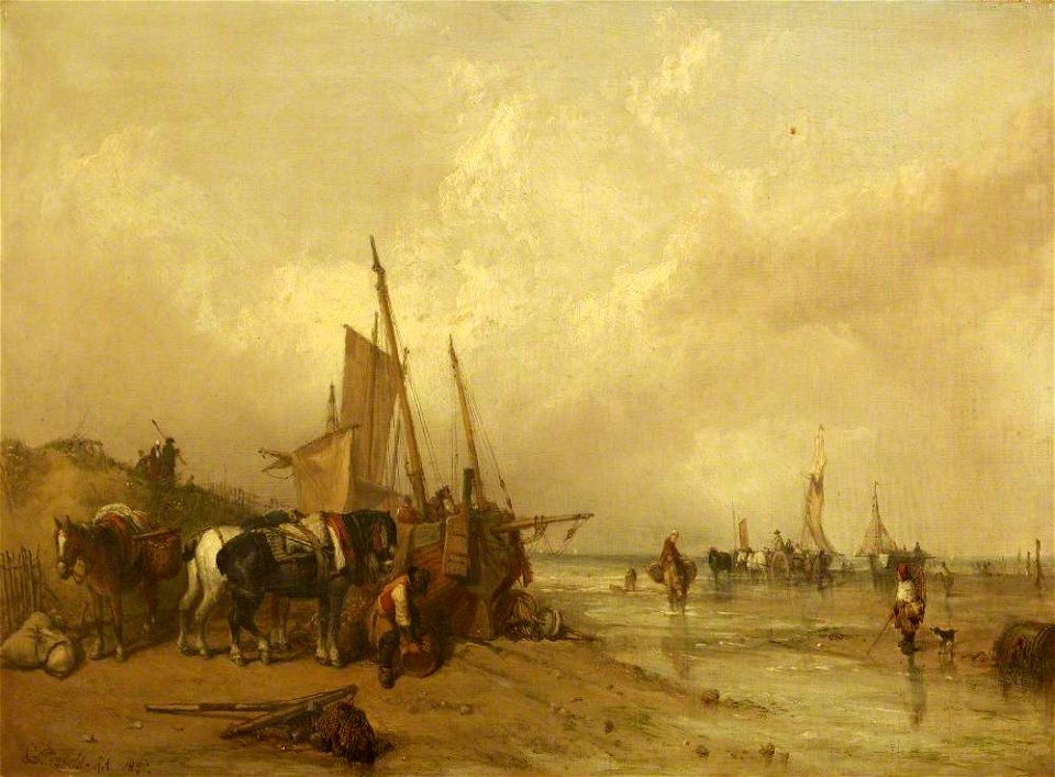 Clarkson Frederick Stanfield (1793-1867) - A Coast Scene with Fishing Boats - 13756 - National Trust