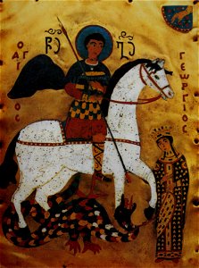St.George Rescuing the Emperor's Daughter, 15-th Century Georgian Plaque (22957810650)