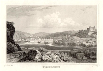 Stahlstich - Eichstätt - Stadtansicht - Adam - Poppel - um 1840