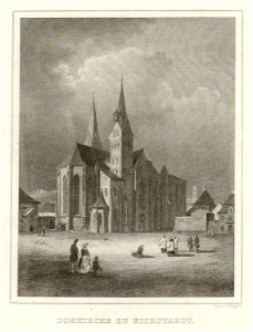 Stahlstich - Eichstätt - Dom und Domplatz- Poppel